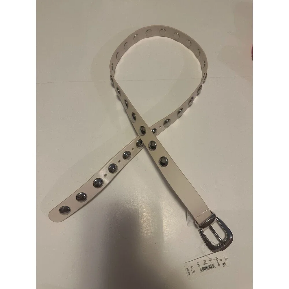 New Madewell Western Belt Women's Ivory Leather Dome Studded Outdoor Large